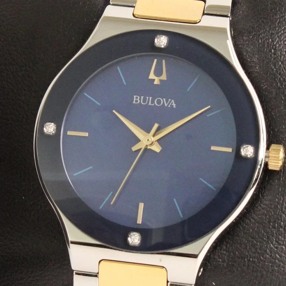 Bulova Women's Watch Diamond Indices Blue Mother Of Pearl Dial 32mm - Picture 10 of 13